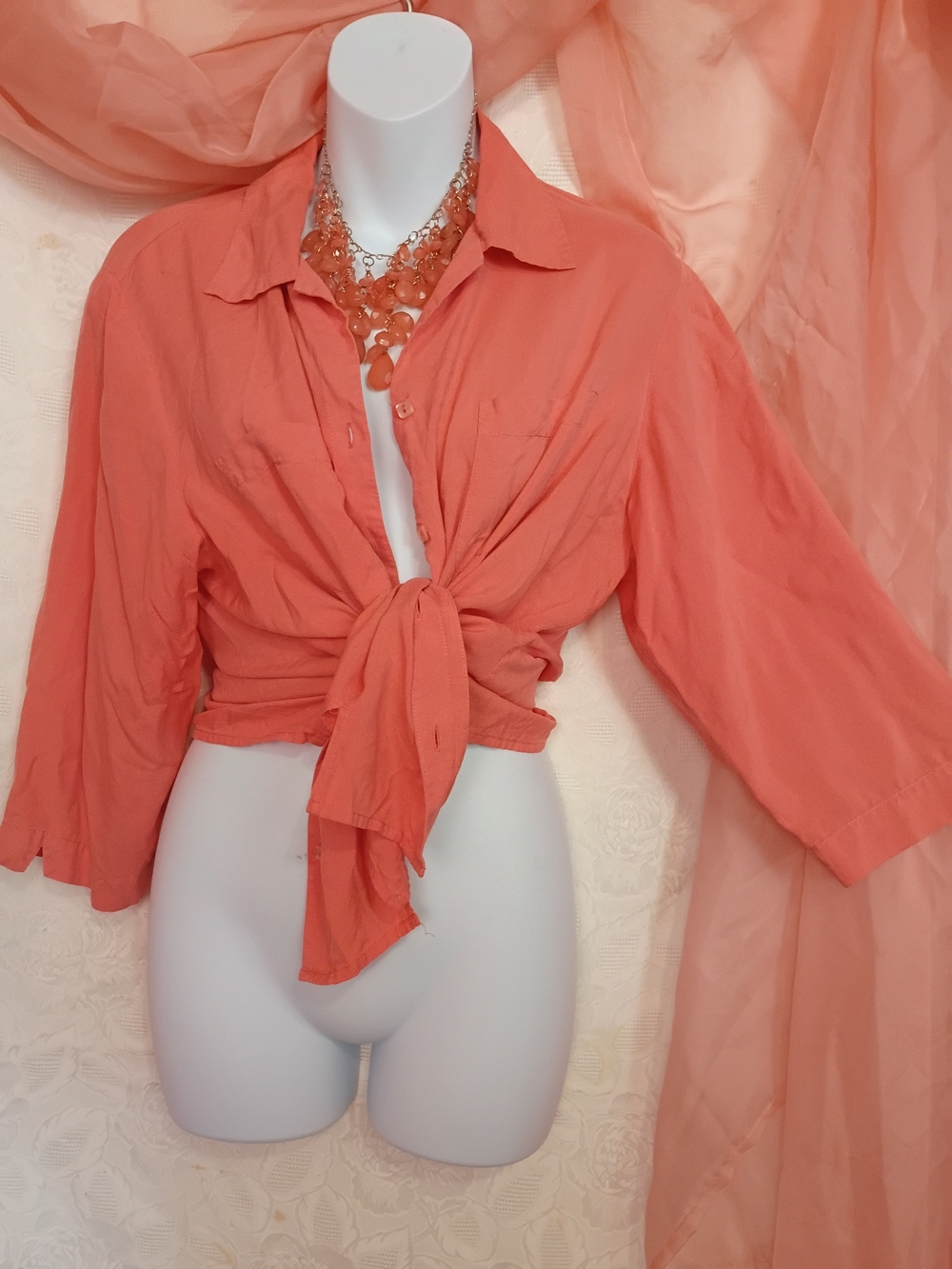 Notations Ladies Coral Button-Front Shirt S XL